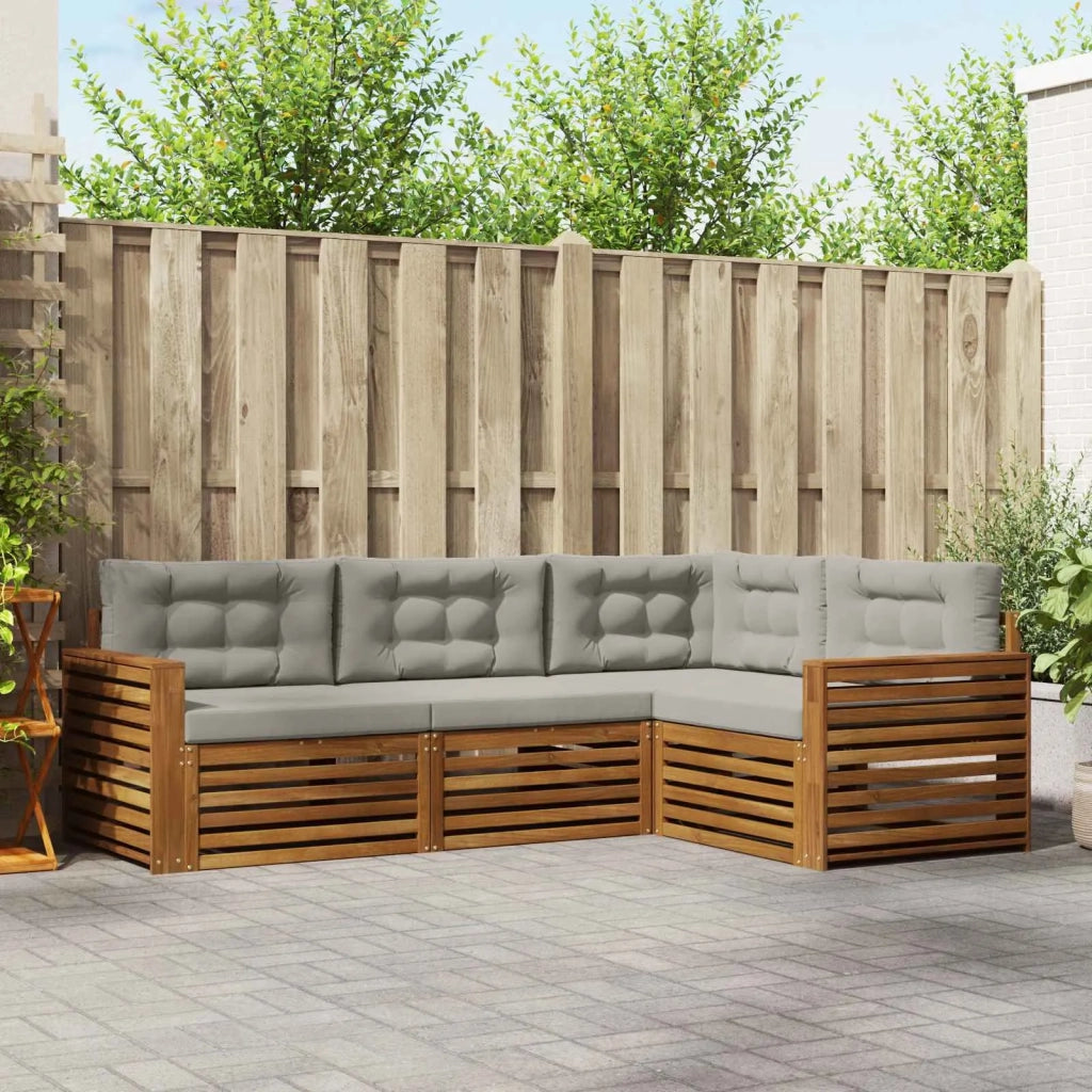 Set di divani da esterno 4 pcs Grigio Naturale e Chiaro 3373386