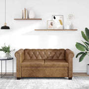 Divano Chesterfield a 2 Posti in Finta Pelle Marrone 243619