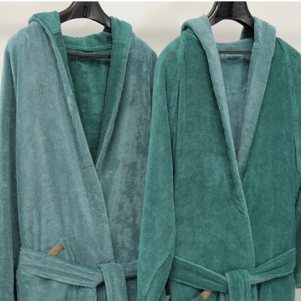 Seha, Accappatoio 100% Cotone con Cappuccio Reversibile, Verde Acqua