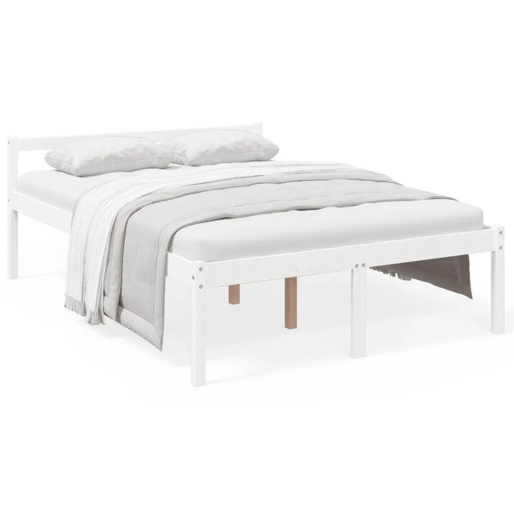 Letto per Anziani Bianco 135x190 cm Double in Legno di Pino 810590