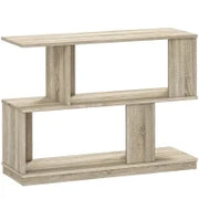 Tavolino da Caffè Moderno a S con 3 Ripiani per Soggiorno e Salotto, 90x30x61 cm, Legno