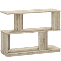 Tavolino da Caffè Moderno a S con 3 Ripiani per Soggiorno e Salotto, 90x30x61 cm, Legno