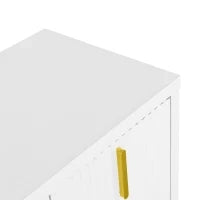 Credenza Moderna con 4 Ante e Ripiani Regolabili, Maniglie Dorate, per Soggiorno e Cucina, 140x38x80 cm, Bianco