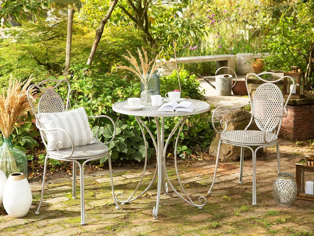 Set Bistrot Tavolo di colore Grigio 2 Sedie in ferro Chic stile Francese