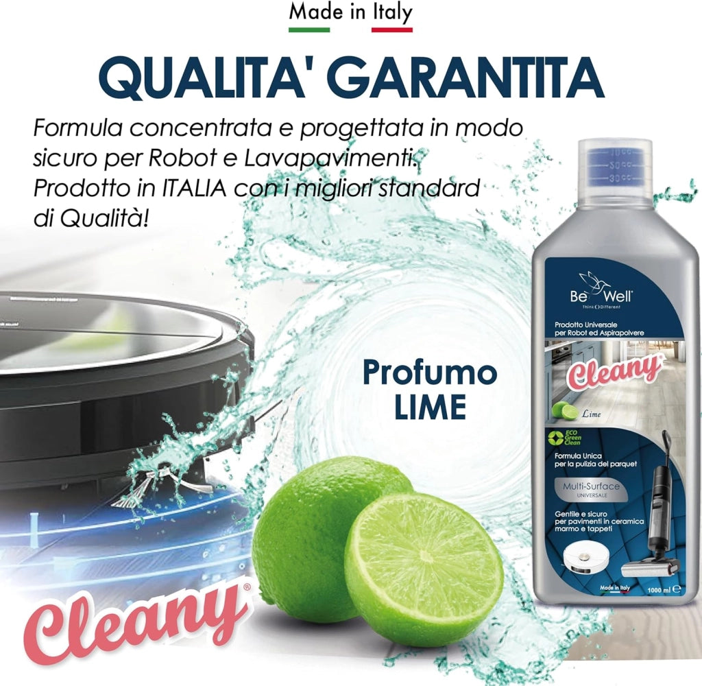 PHURE Detergente Concentrato per Robot Lavapavimenti e Aspirazione con Igienizzante Multisurface 1000ml pulizia senza aloni e sostenibile Adatto a tutti i Robot (LIME)