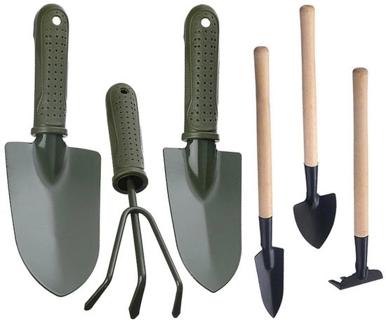 Set di attrezzi per giardinaggio da 6 pezzi - Mini-seghetto/Lastra per giardino/Potatore per fiori - Inox/Resistente al grasso - Manico spesso/In legno - Leggero/Pratico - Set di giardinaggio