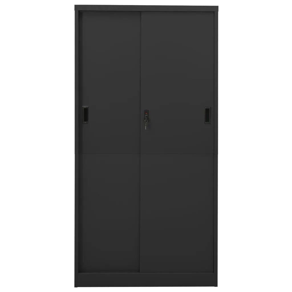 Armadio Ufficio Anta Scorrevole Antracite 90x40x180 cm Acciaio 335961