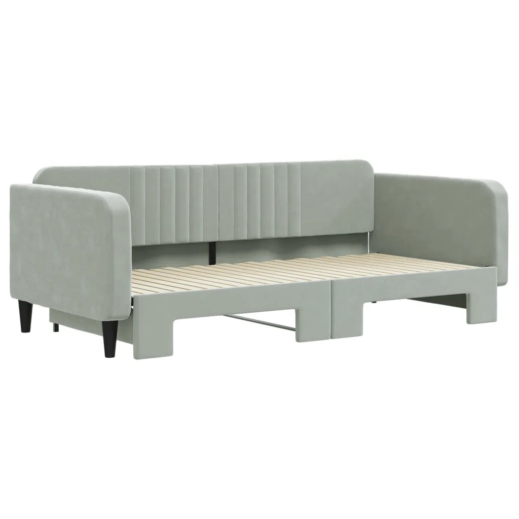 Divano Letto con Letto Estraibile-Sofa Letto-Daybed Grigio Chiaro 100x200 Velluto 582019