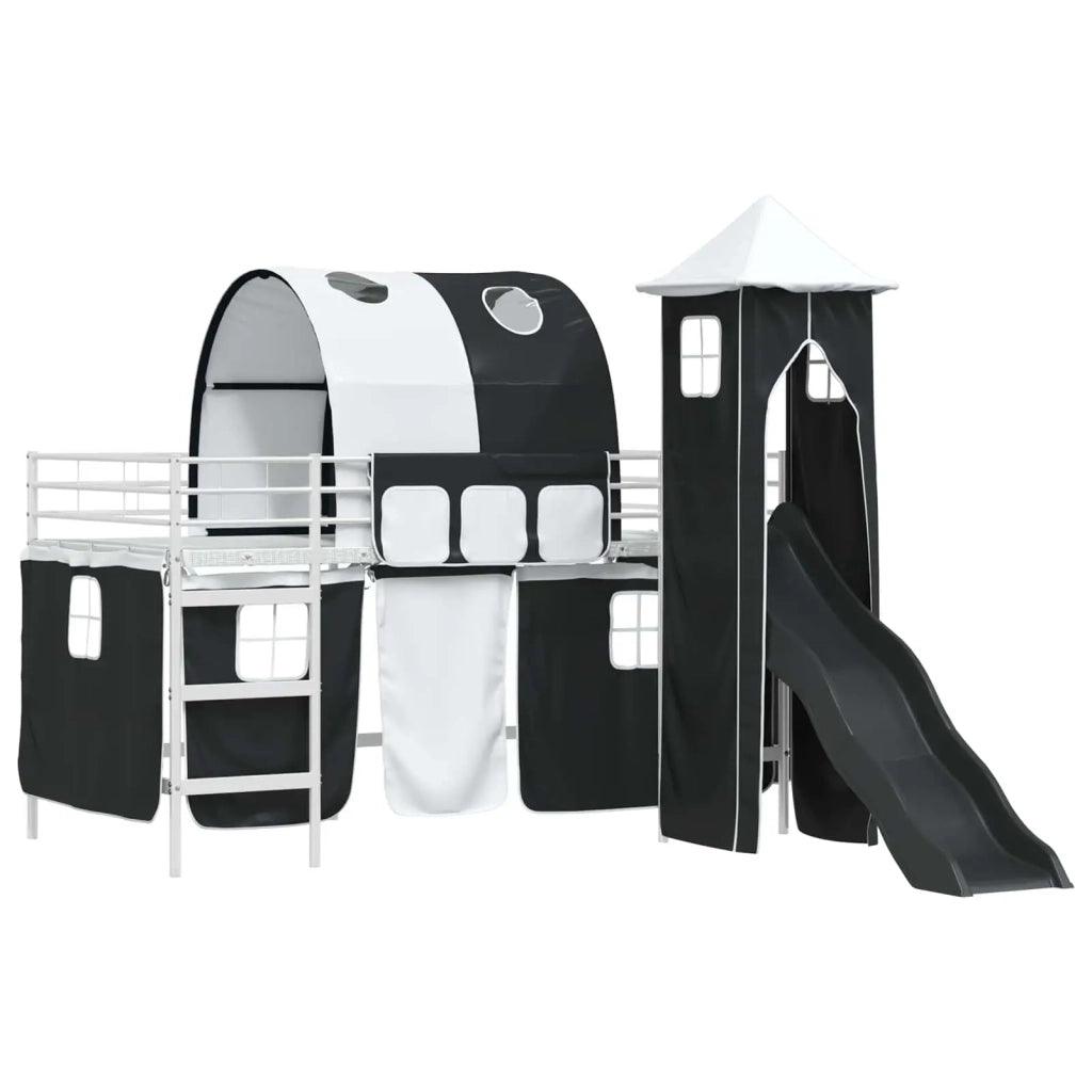 Struttura del letto loft per bambini-Giroletto per bambini Bianco e Nero 100 x 200 cm 562692