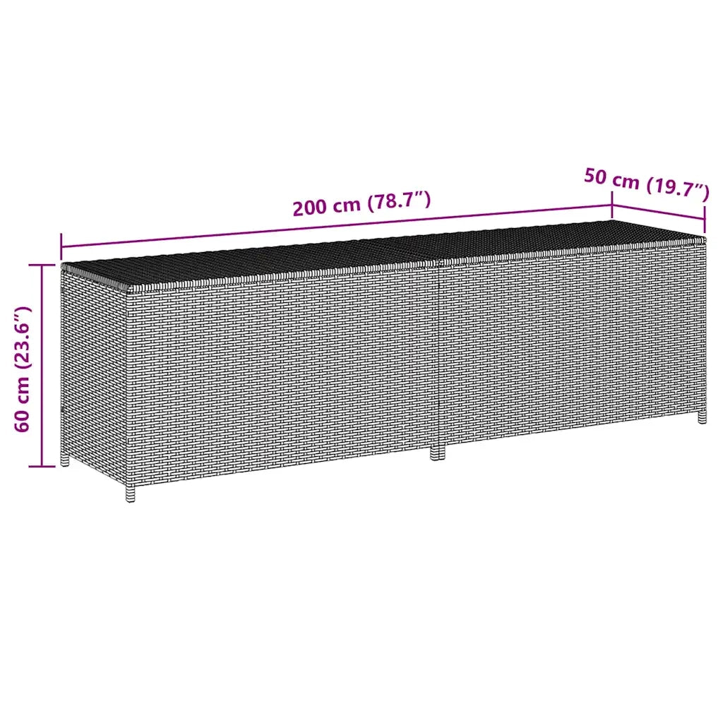 Baule da Giardino in Polyrattan 200x50x60 cm Marrone CFW4831277