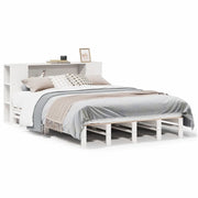 Letto matrimoniale | Letto per adulti | Letto Libreria senza Materasso Bianco 135x190 cm Legno Massello