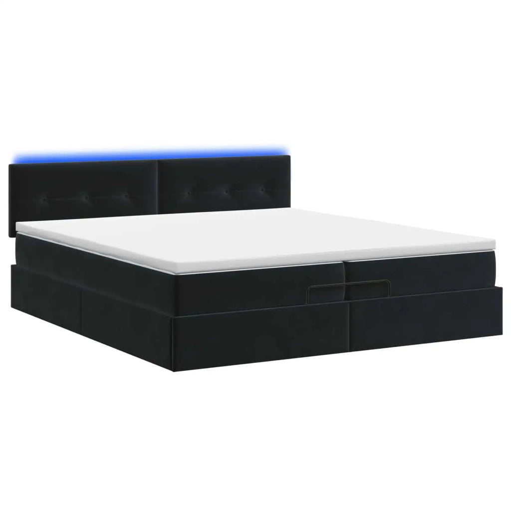 Letto Ottomano con Materasso e LED Nero 200 x 200 cm Velluto 3457163