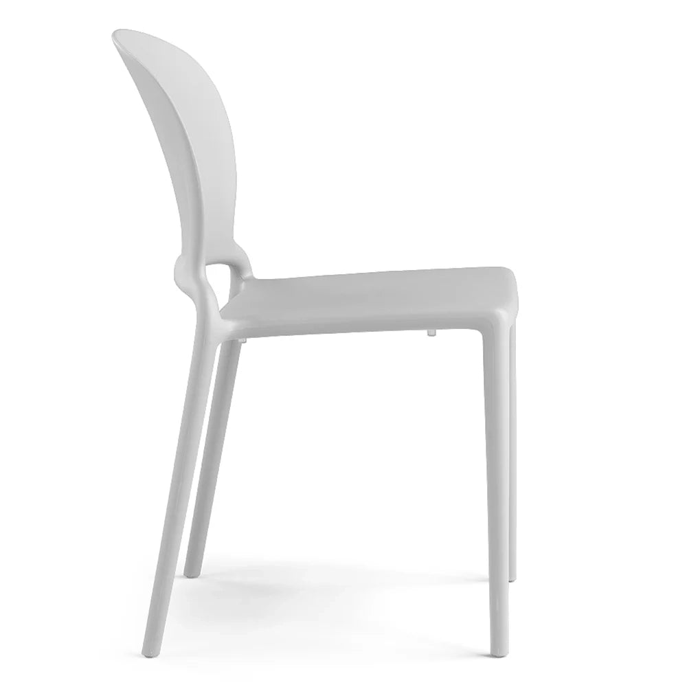 Set 2 sedie in polipropilene JASMINE, impilabile, resistente ai raggi UV, design moderno, ideale per sala da pranzo, cucina, sala d’attesa, bar, ristoranti o giardino colore Bianco