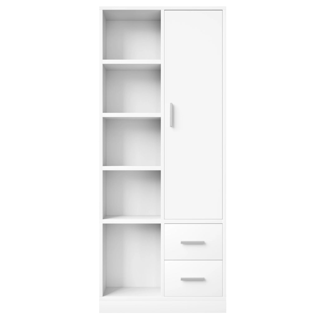 Armadio a 1 anta con cassetti e 2 barre appendiabiti; 70 × 50 × 170 cm; bianco