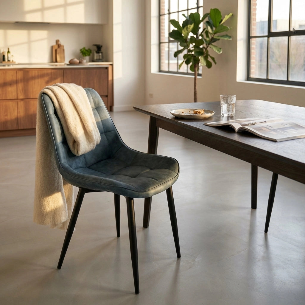 Poltrona per Sala da Pranzo in Ecopelle Metallo cm 44x50x83 - WINNY