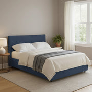 Crewe, Letto Matrimoniale Sfoderabile Made in Italy, blu