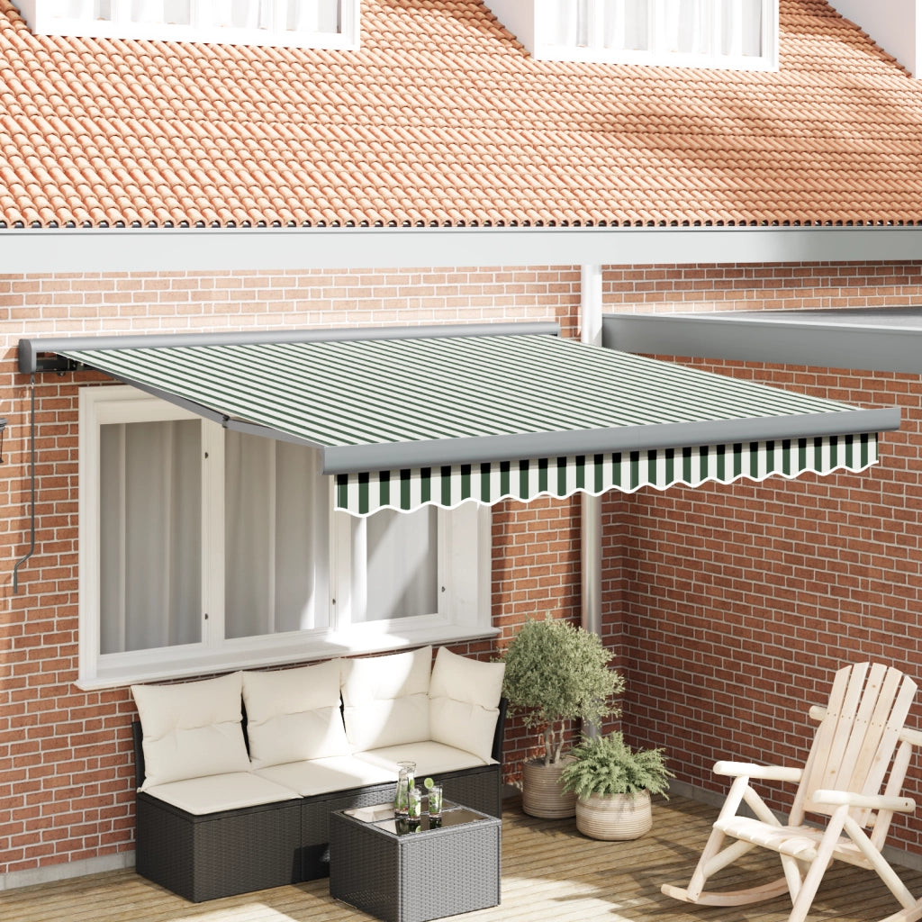 Tenda Retrattile Manuale  Verde e Bianca 300x250 cm