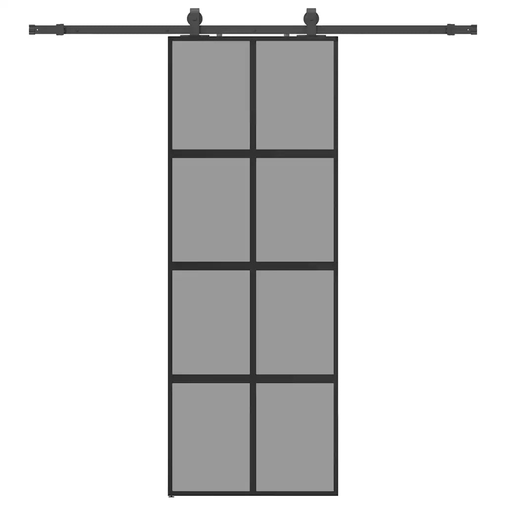 Porta Scorrevole Set Ferramenta Nera 76x205 cm Vetro Temperato