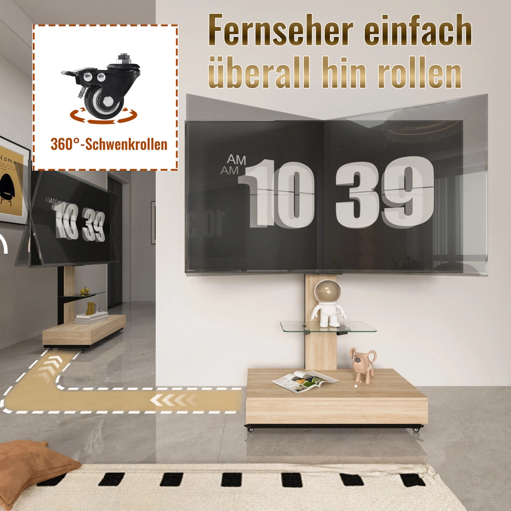 Cassettiera per TV in MDF e metallo colore legno naturale lunghezza 80 cm
