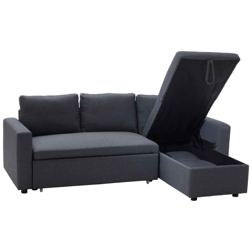 CLARKDivano letto angolare a 3 posti grigio screziato