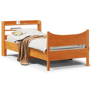 Giroletto con Testiera-Struttura Letto con testiera Marrone Cera 75x190 cm Massello Pino 887226