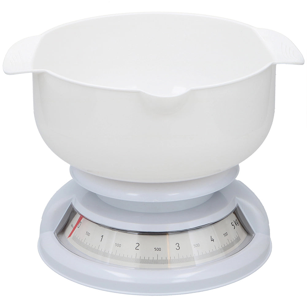 Bilancia da Cucina Analogica con Ciotola Rimovibile Peso Massimo 5kg Bianco