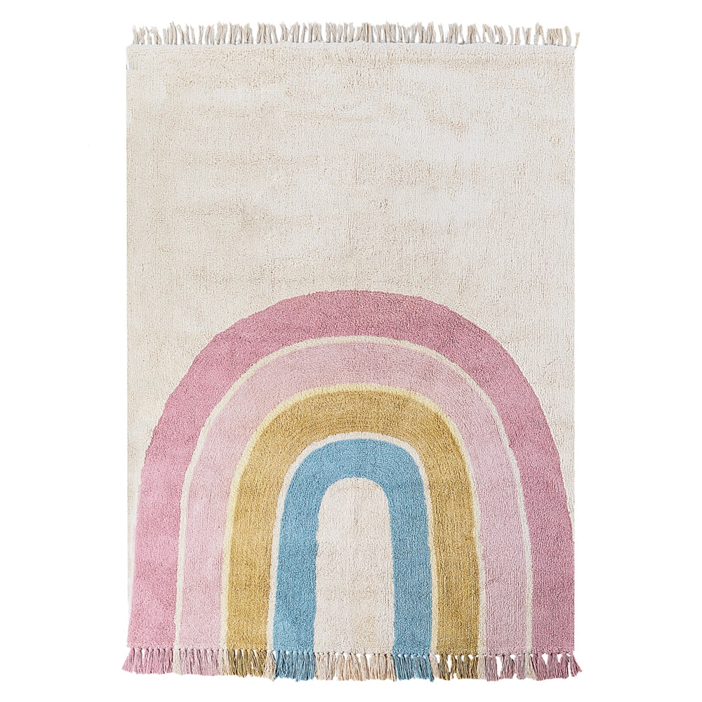 Tappeto per la cameretta con motivo arcobaleno multicolore e beige 140 x 200 cm cameretta dei bambini