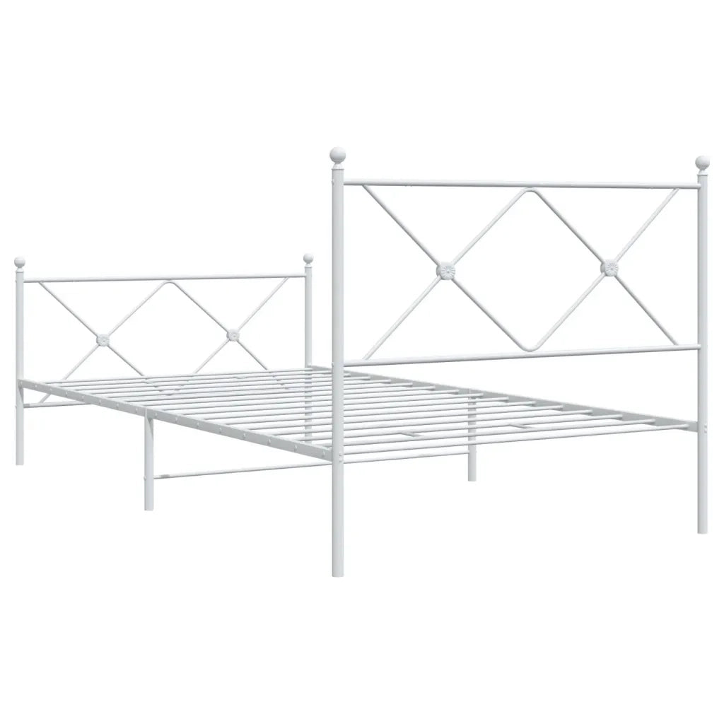 Letto singolo | Letto per adulti | Giroletto con Testiera e Pediera Metallo Bianco 107x203 cm