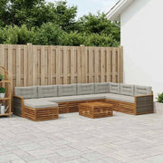 Set di divani da esterno 9 pz Naturale e Grigio Chiaro 3383739