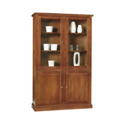 Vetrina colore noce con 2 ante vetro 2 ante legno in stile classico in legno e mdf con rifinitura in noce lucido 120x41x187 H