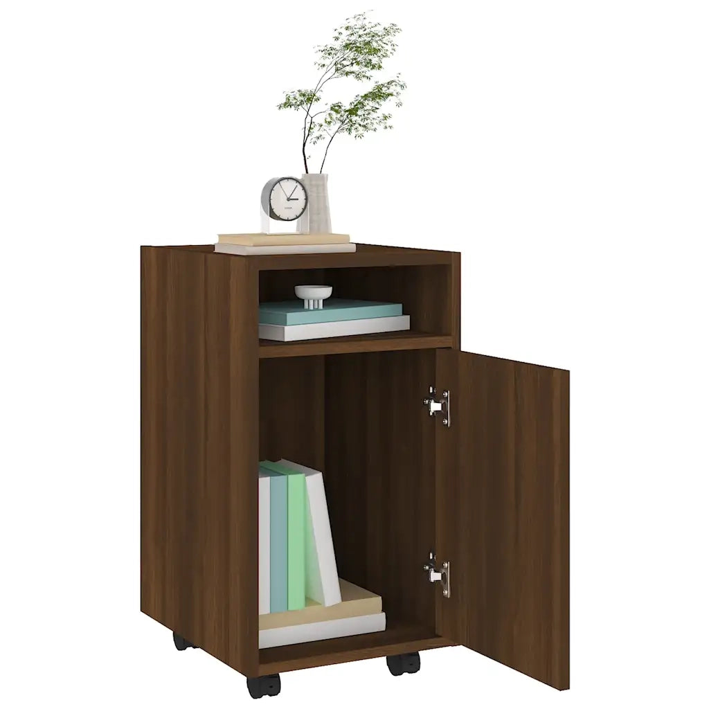 Mobiletto con Ruote Rovere Marrone 33x38x60cm Legno Multistrato 815854