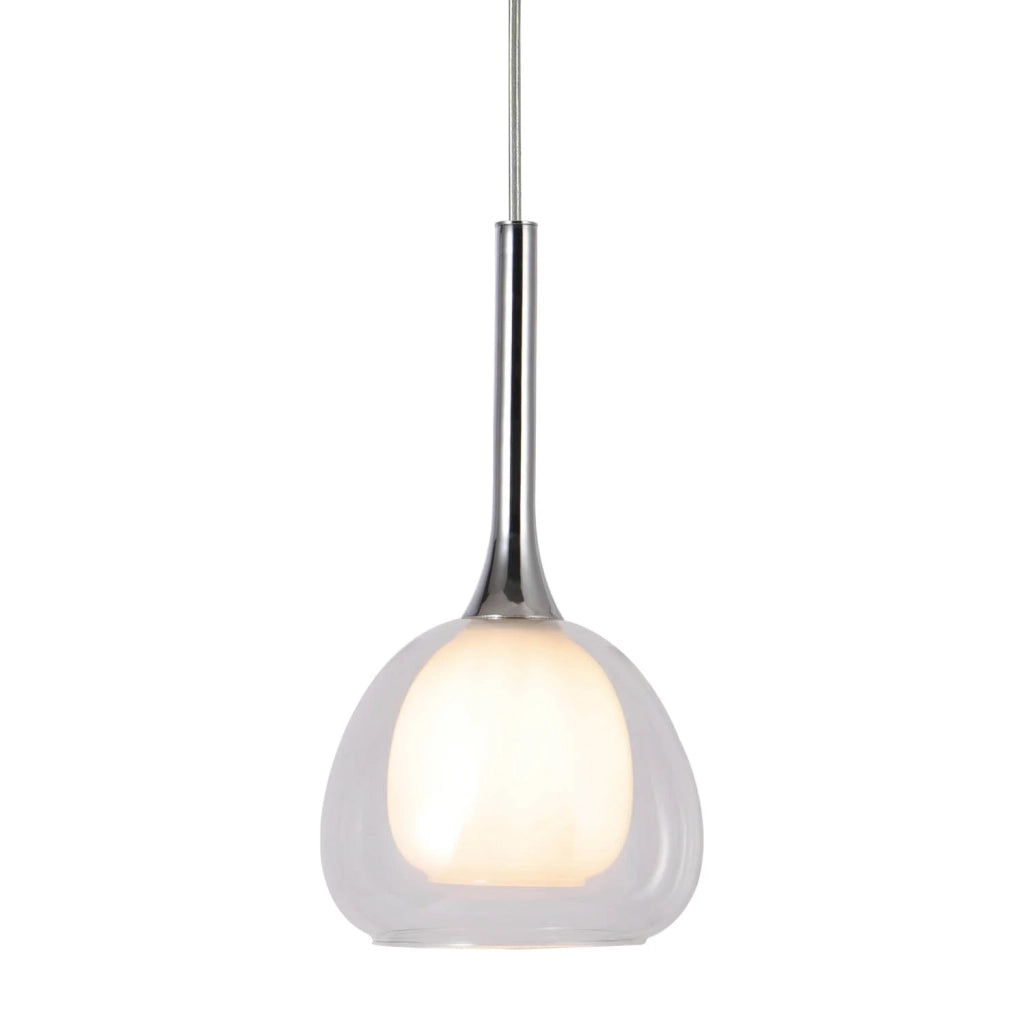 LÚZETE - SOSPENSIONE 1 LUCE CRISTALLO ESTERNO TRASPARENTE INTERNO BIANCO Ø16,5 NOLINA