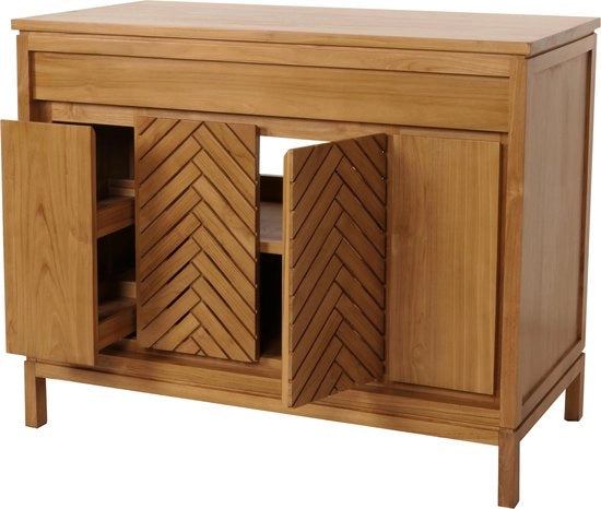 Cassa di scarico in teak di alta qualità MCW-M74, mobile da bagno, teak di alta qualità (legno di cuore, 20-30 anni), 86x106x56cm