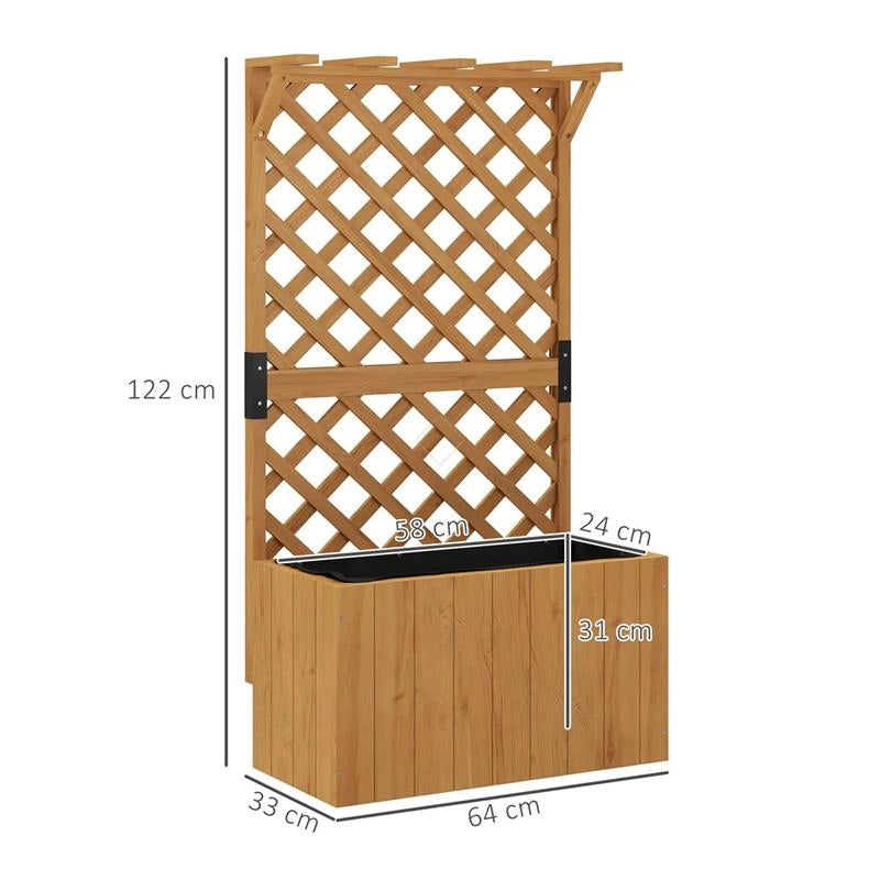 LETTO PER ORTO RIALZATO CON TRALICCIO PER RAMPICANTI E PERGOLA SUPERIORE 64X33X122 CM LEGNO