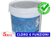 Cloro in Pastiglie per Pulizia Acqua Piscina MULTIFUNZIONE 6 Azioni 5kg 200g Polifunzione