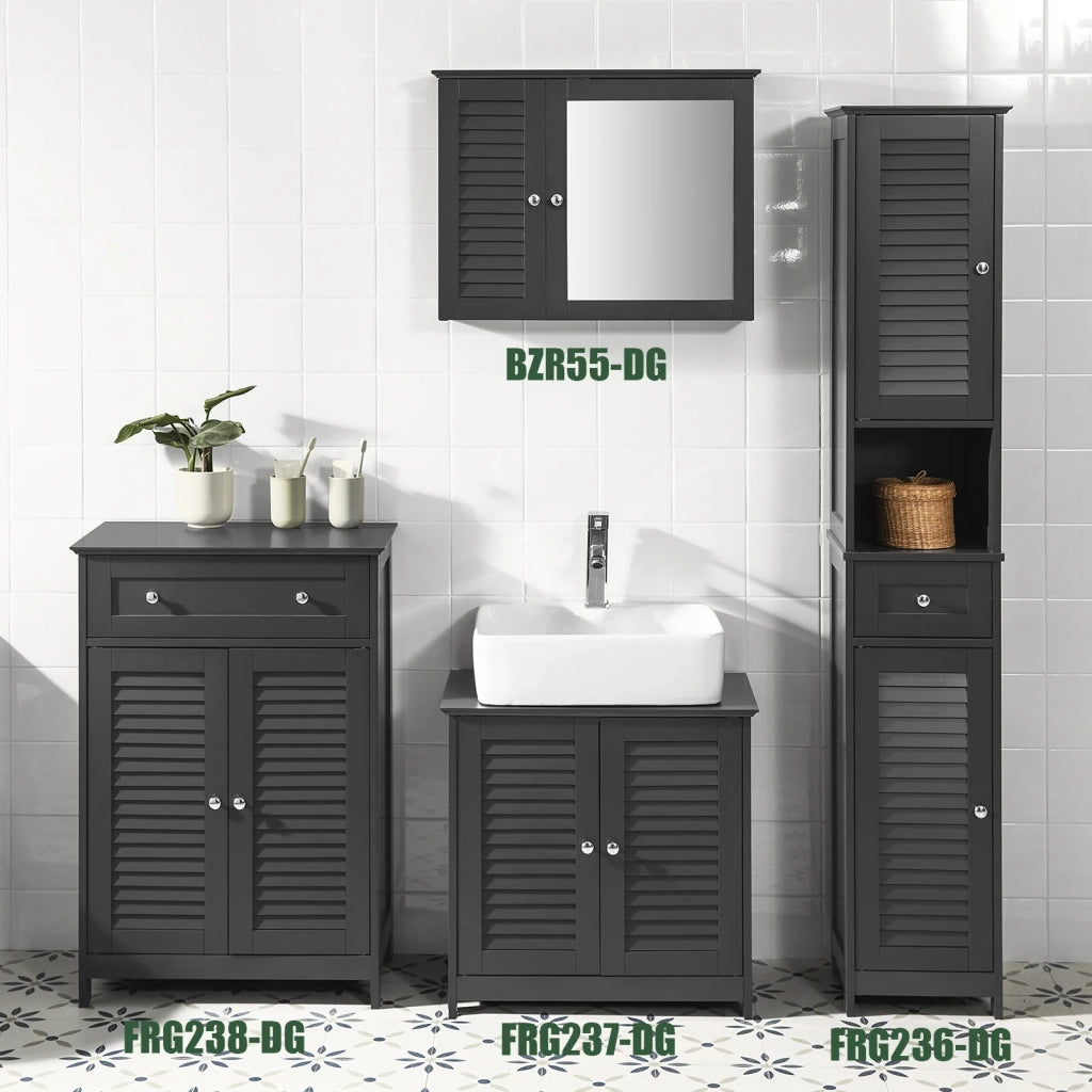 Mobiletto Bagno Colonna Bagno Cassettiera Bagno Con Cassetti Grigio FRG238-DG