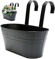 Vasi per fiori - Vasi per fiori - grandi vasi da appendere per fiori - Vaso per appendere alla parete - contenitore per piante in acciaio - interno/esterno - Adatto per ringhiera cancello balcone - decorazione per giardino - nero - 1 pezzo