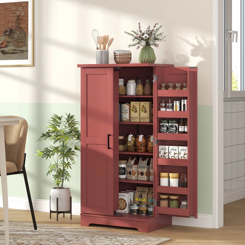 Buffet Cucina con Ante e Ripiani ¨C zephmum ¨C Legno Rosso 60x40x120 cm
