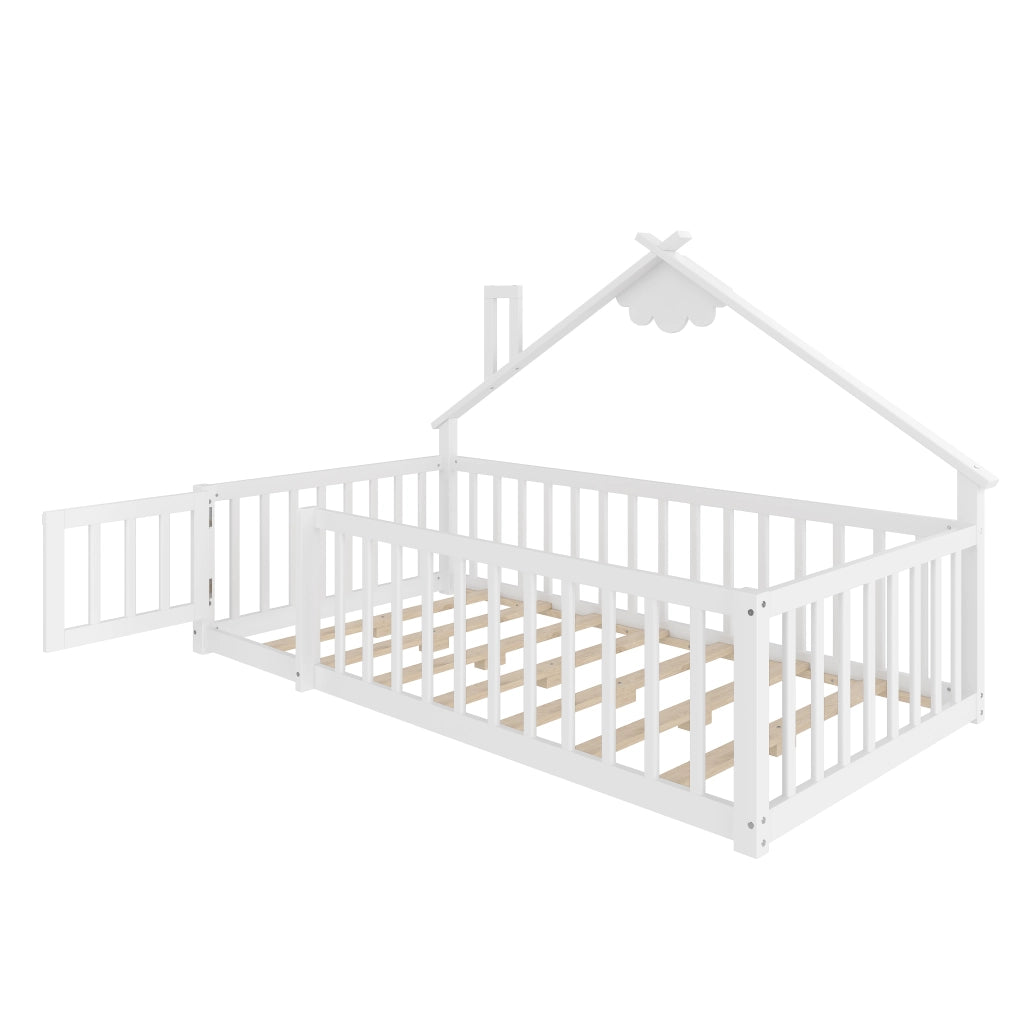 Letto Singolo per Bambini con Sponde e Serratura ¨C MINIMAL ¨C Pino Bianco 90x190