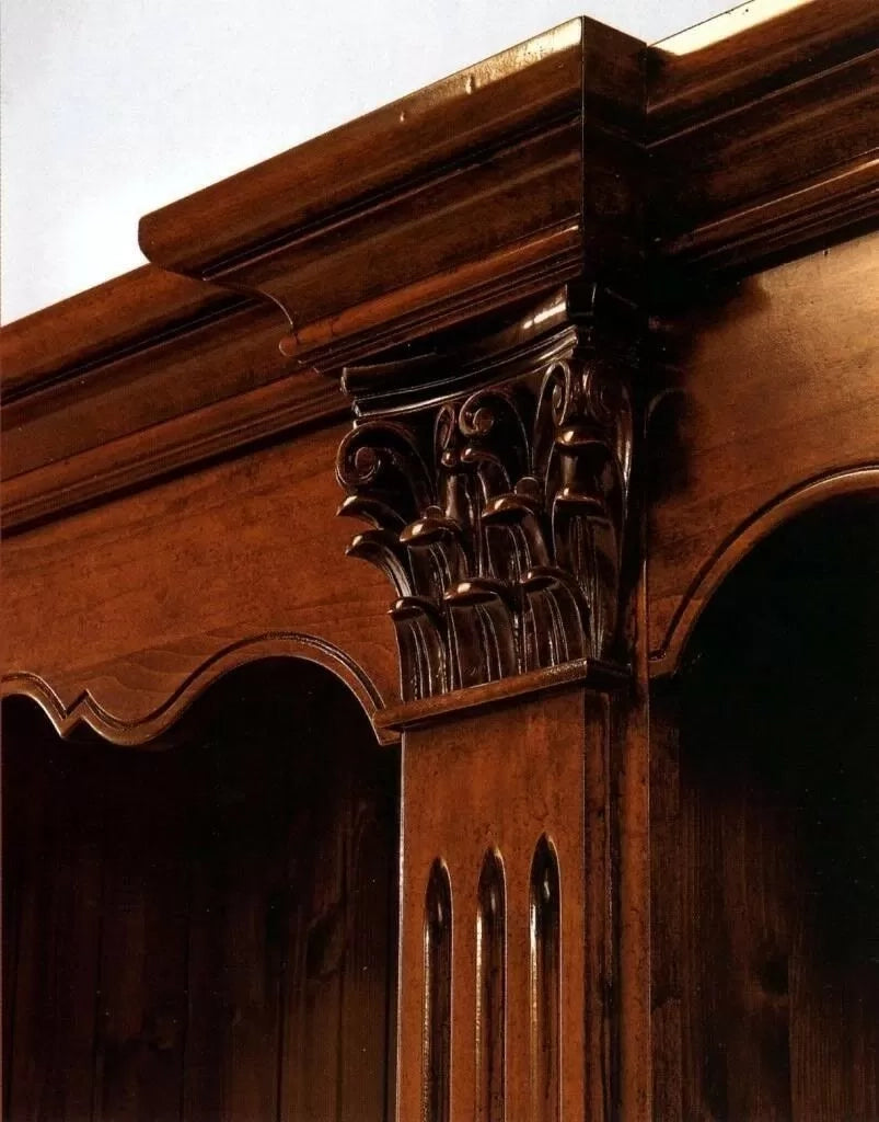 Libreria 2 cassetti in legno massello tinta noce l.154 x p.49 h.211 - Mobili 2G