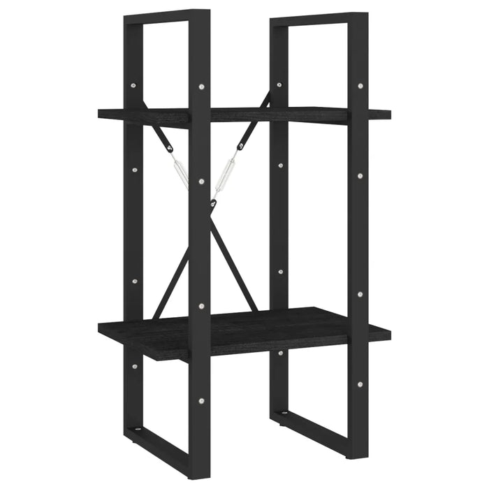 Libreria a 2 Ripiani Nera 40x30x70 cm in Massello di Pino cod mxl 20561