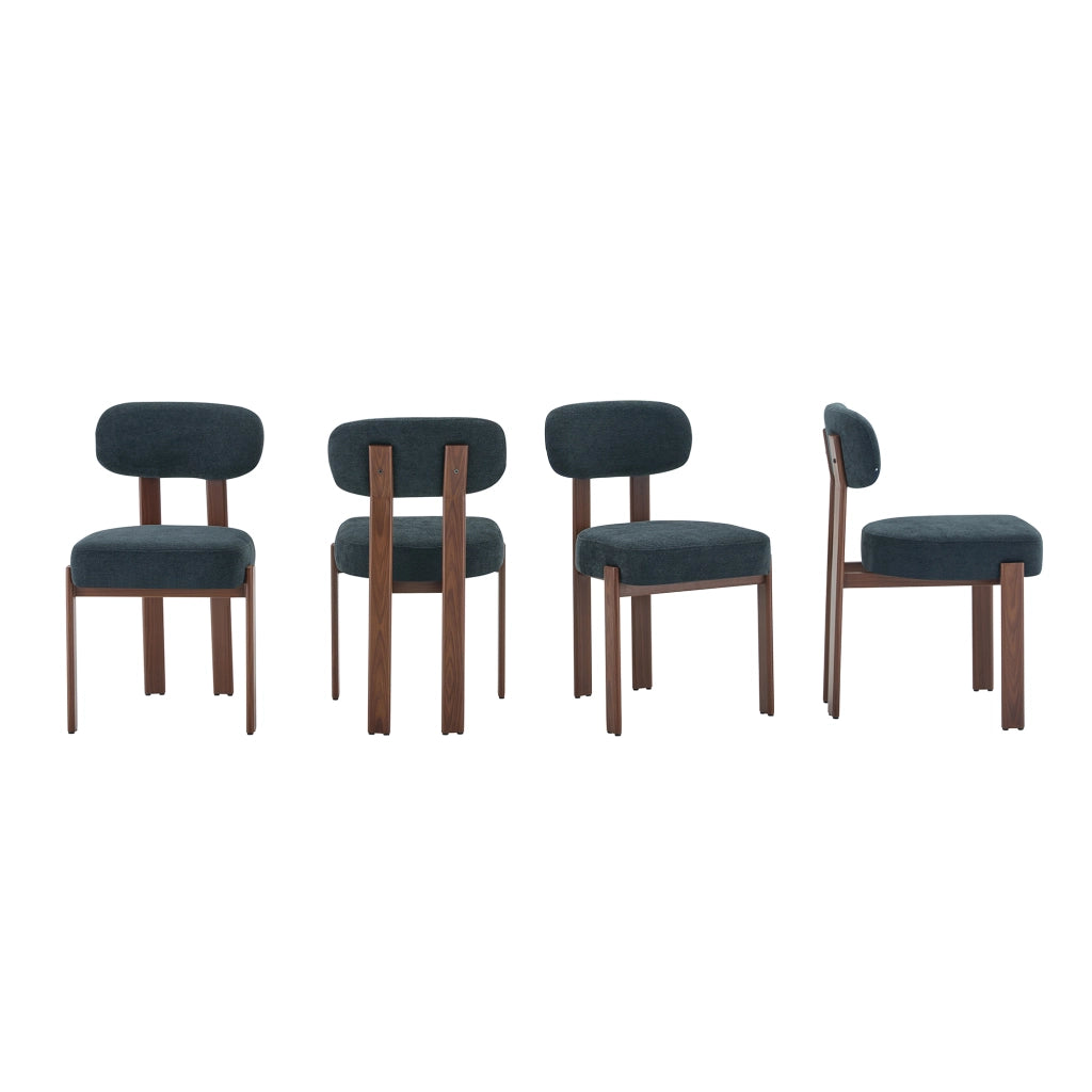 Set 4 Sedie da Pranzo Imbottite ¨C MINIMAL ¨C Tessuto Lino, Schienale Curvo, Stile Moderno