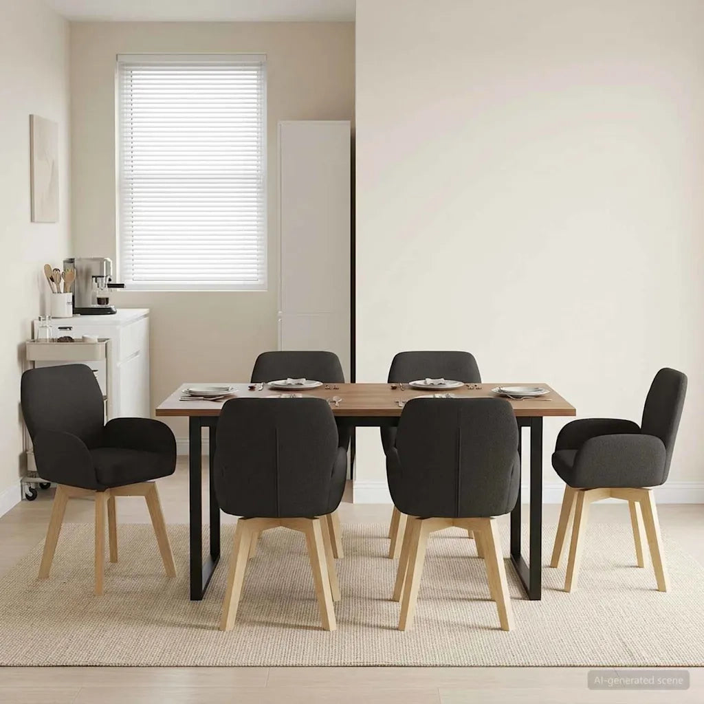 Sedie da pranzo girevoli 6 pz Bouclé Nero 54 x 58 x 87 cm 3428293