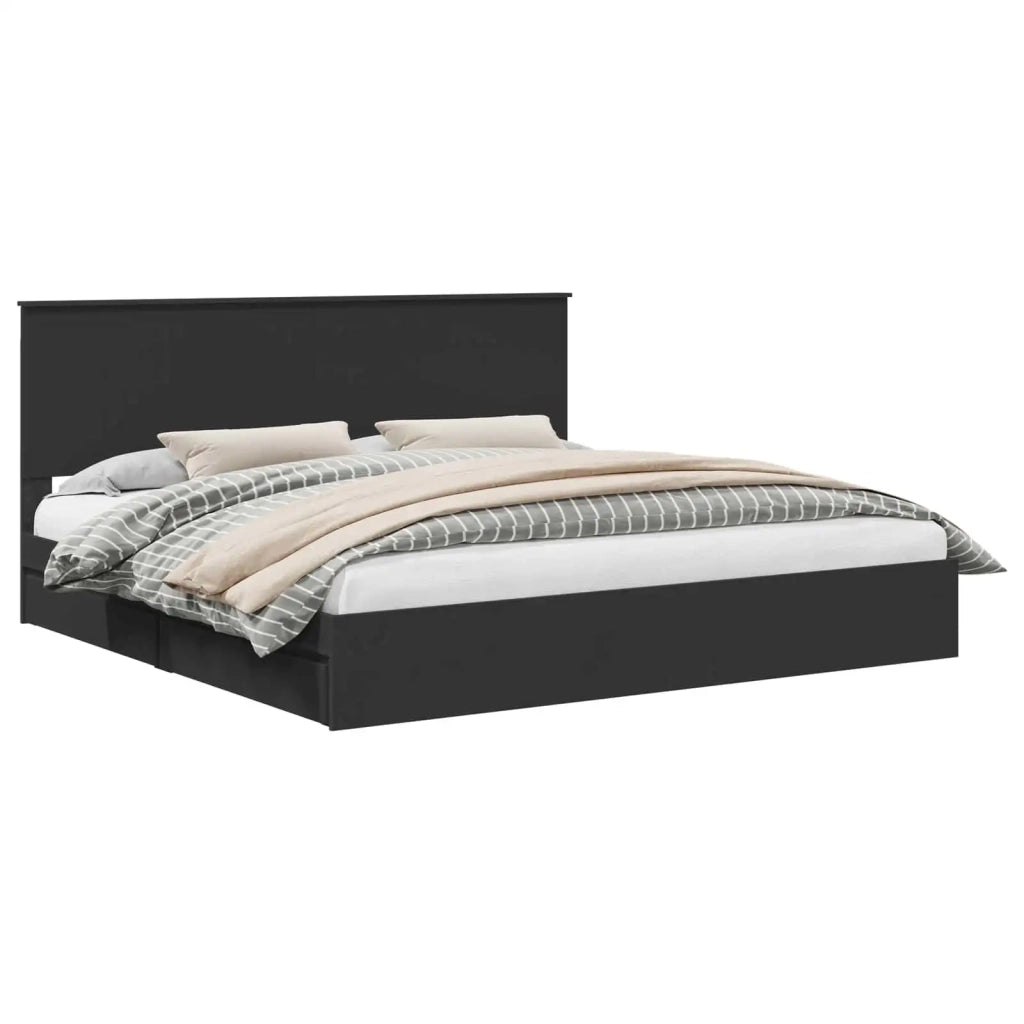 Letto con Contenitore Nero 200 x 200 cm Legno multistrato