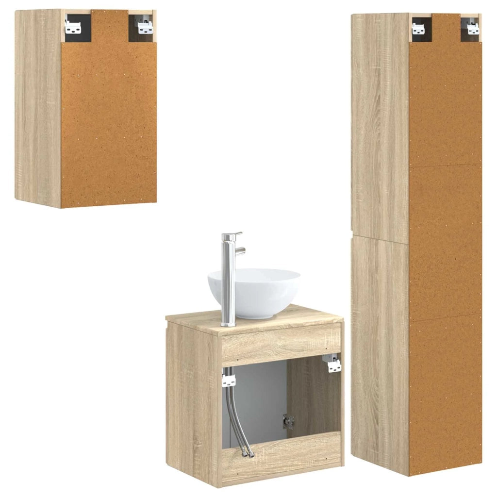 Set di mobili per il bagno 3 pz Rovere Sonoma 3406065