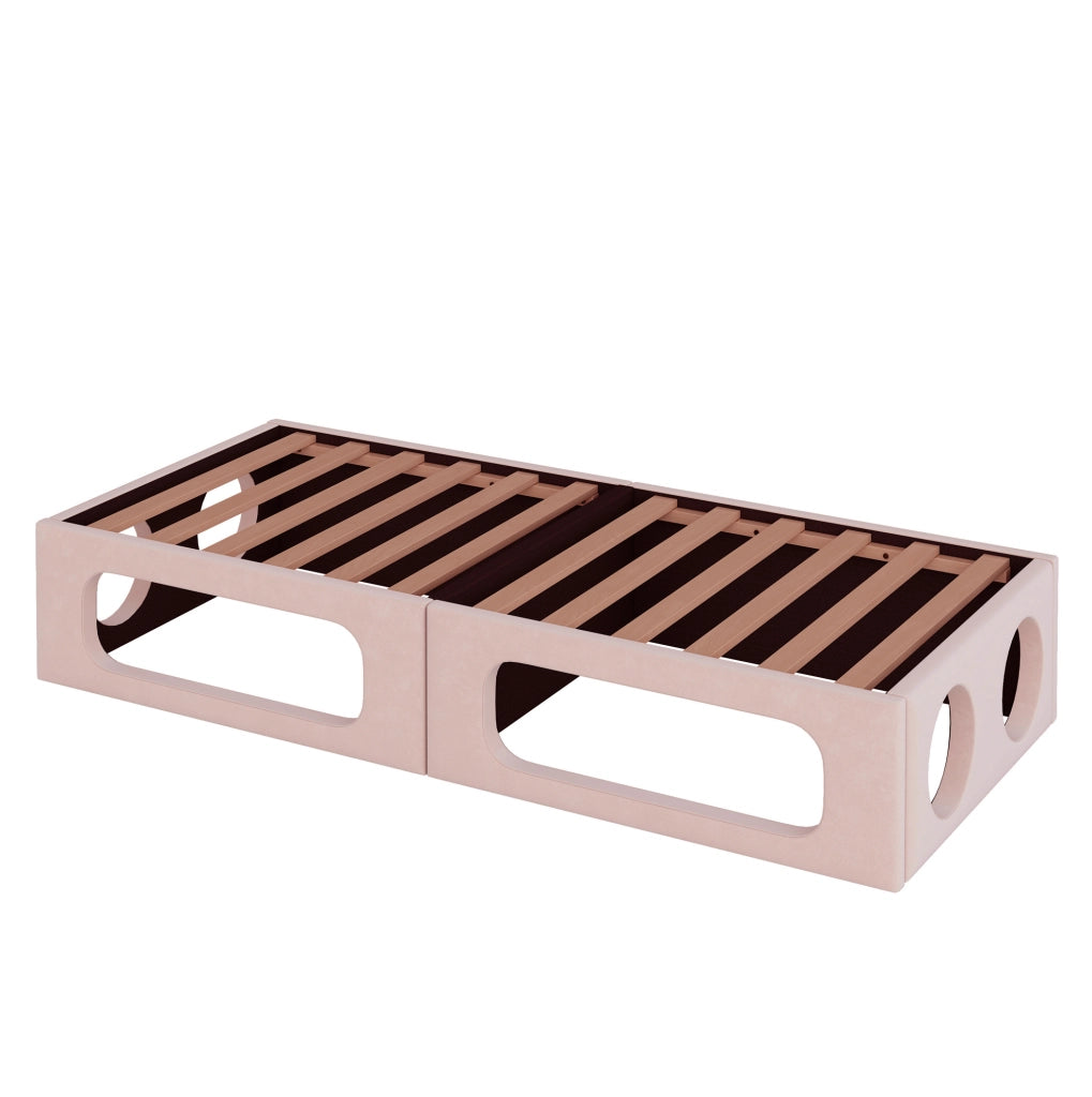 Letto multifunzione imbottito 180x200 cm con spazio per animale domestico, rosa