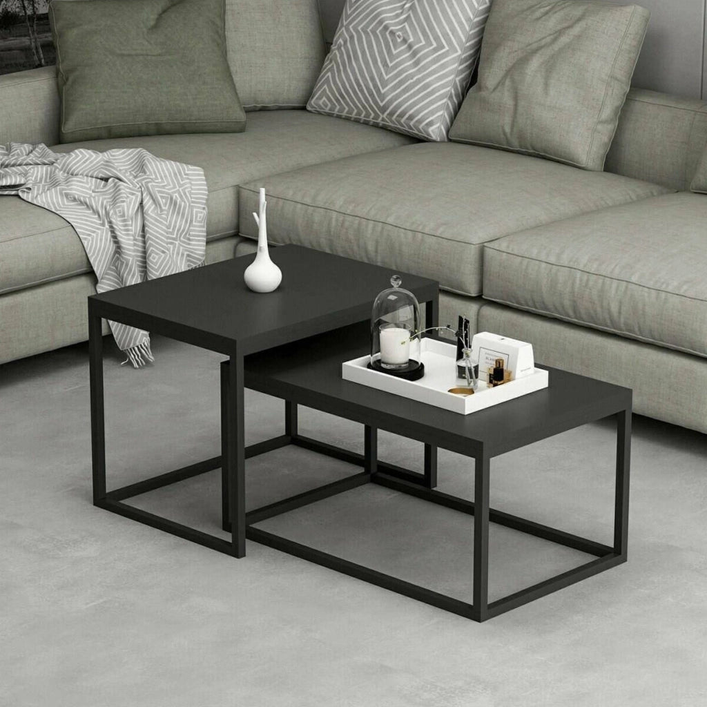Liro, Tavolino da Salotto Forma Rettangolare, 37x72x45h cm Nero