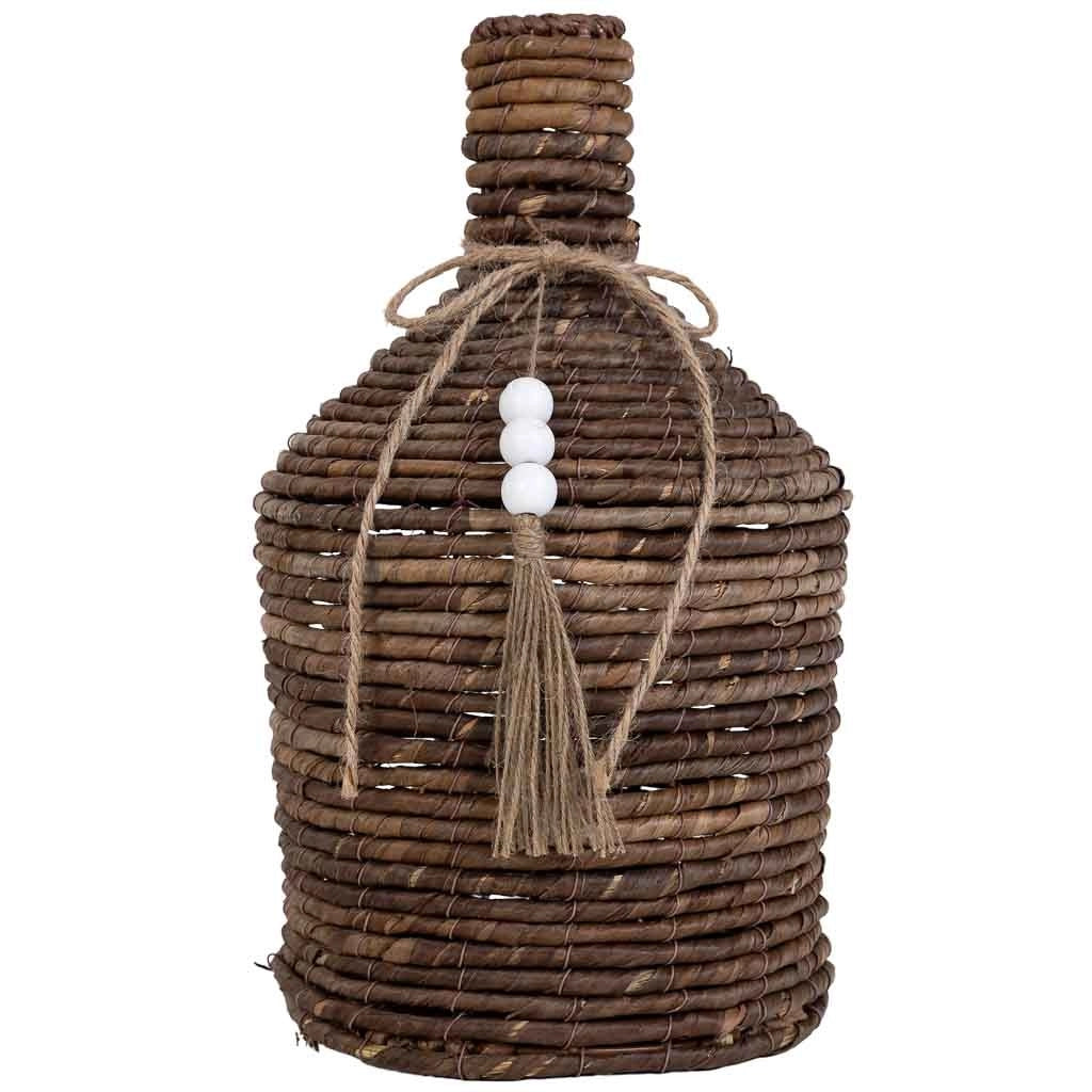 Vaso in foglia di banano naturale marrone, D22x38h cm