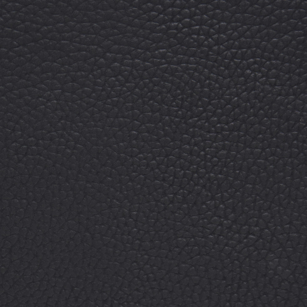 Poltrona in pelle nera con struttura in legno, poltrona lounge retrò in stile Mid-Century Moderno