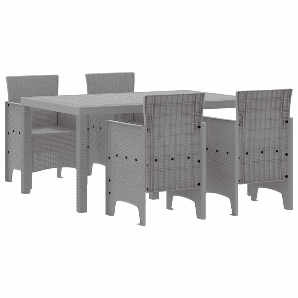 Set da Pranzo per Giardino 5 pcs Grigio chiaro Rattan Polt 3378707